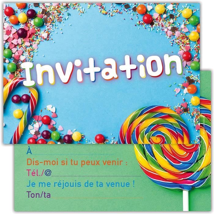 DaengGeGe Français Cartes d'invitation d'anniversaire - Lot de 12 cartes d'invitation d'anniversaire pour enfants - Motifs amusants et colorés avec enveloppes et autocollants(c