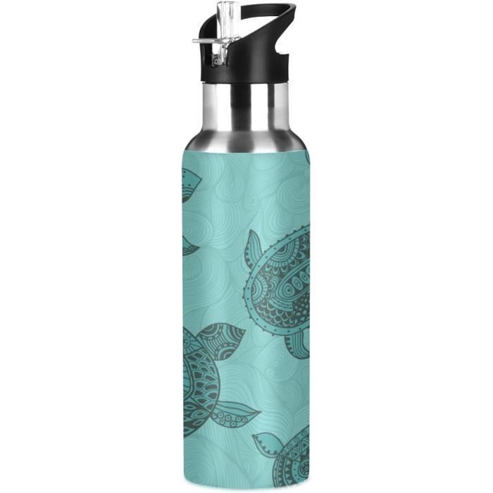 LDIYEU Tortue De Mer Art Gris Bouteille D'eau Isotherme Mug Pour