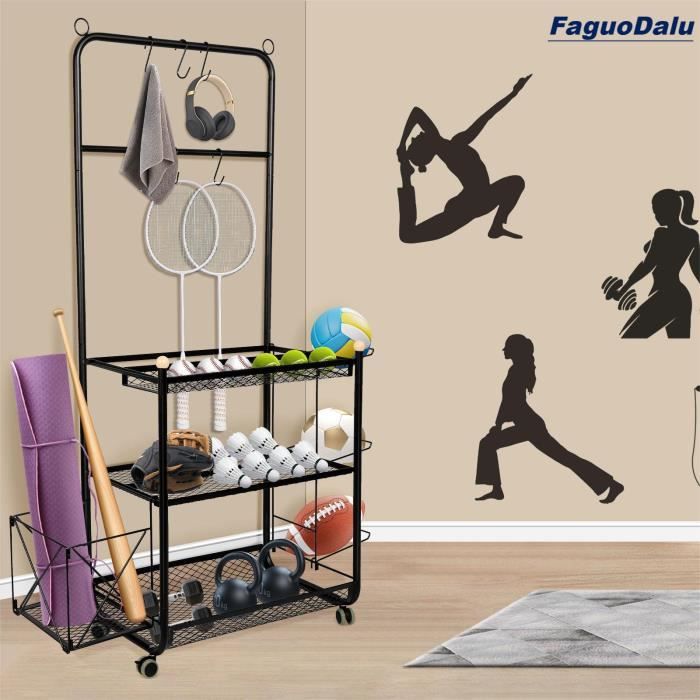 Rack de rangement pour sport et yoga FaguoDalu en acier au carbone noir