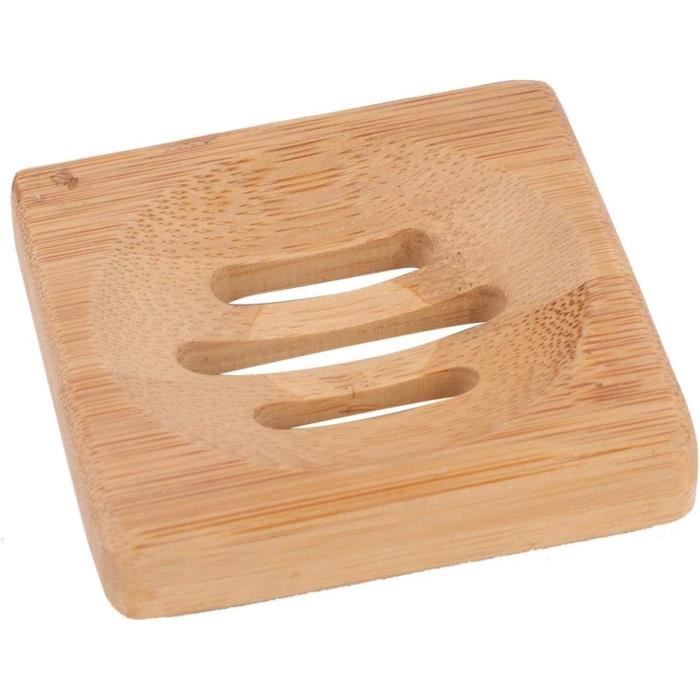 Boîte à Savon En Bambou Pour Salle De Bain - Égouttoir à Savon Design Hôtel, 13x10x2 Cm