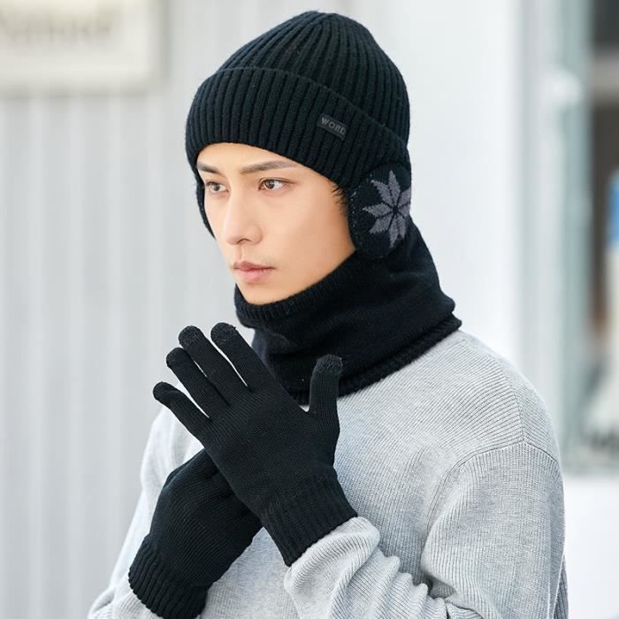 Ensemble bonnet et écharpe d'hiver pour homme et femme, tricot