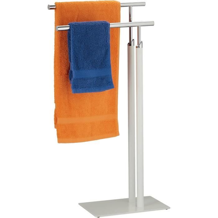 Porte-Serviettes Autonome 2 Barres - 86 Cm, Métal Doré, Stable, Pour Salle De Bain Ou Toilettes