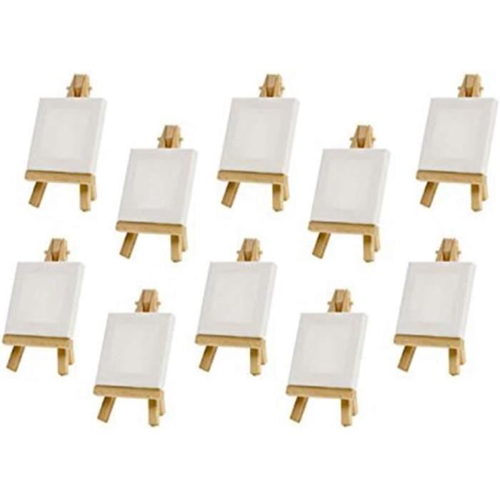 Lot 10 Mini Chevalets Tulov Avec Toiles - 8x15cm Et 10x10cm - Décoration Table, Mariage