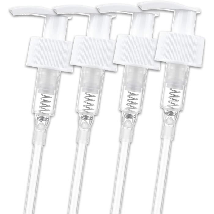 Lot De 4 Pompes Doseuses Distributeur Sirop - Pompe à Sirop Réutilisable - Pour Bouteilles 1000ml Filetées 28/410 - Blanc