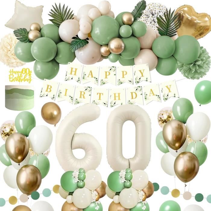 Ballon Numéro 60 Ans Vert Forrest Green Bouquet * Hooray 60 Ans