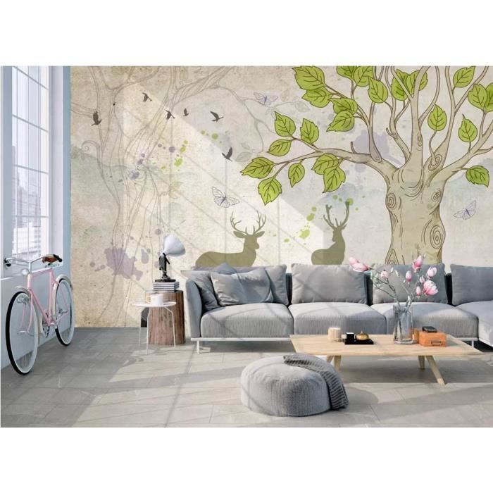 Papier Peint 3D Adhésif - Arbre Bleu H8268 - Mural Auto-adhésif Amovible Erin
