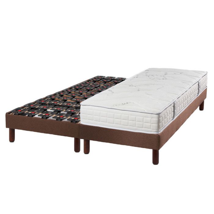 Ensemble lit électrique Essenzia Zen Grey Classic + Sommier VITALITE 2x70x190 Ressorts