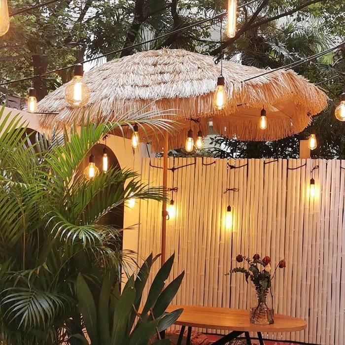 Parasol Plage 2.4m Parasol Exotique Paille Hawaii Parasol De Jardin