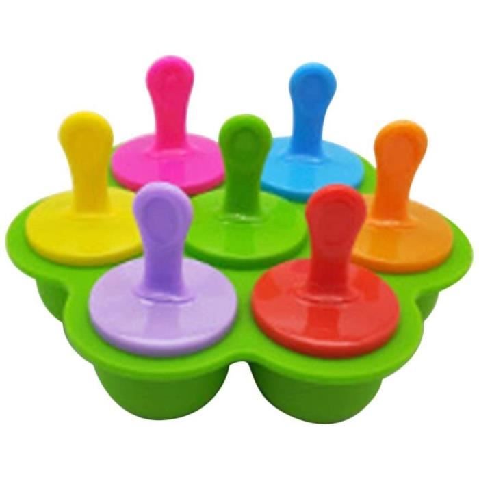 Moulle Moule A Glace Bebe Popsicle Moules Bac A Glacons Popsicles De Silicone Sucettes Creme Glacee Ice Lolly Moulds 7 Cavites Avec Batonnets En Plastique Colores Reutilisable Vert Sans Bpa Enfa Cuisine