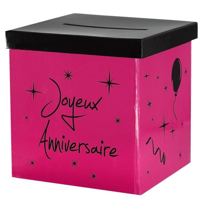 SANTEX Urne Tirelire Joyeux Anniversaire fuchsia