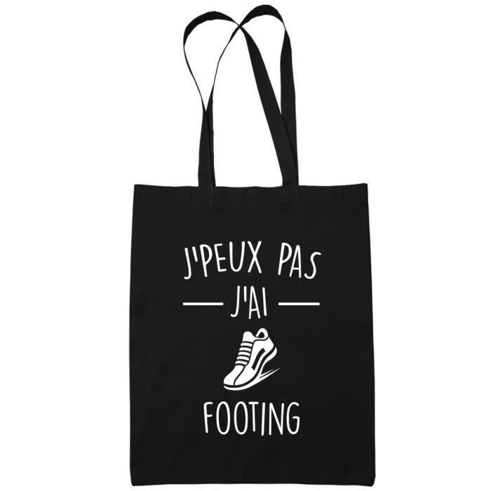 Sac Tote Bag Footing Je peux pas Noir Idée Cadeau Cabas