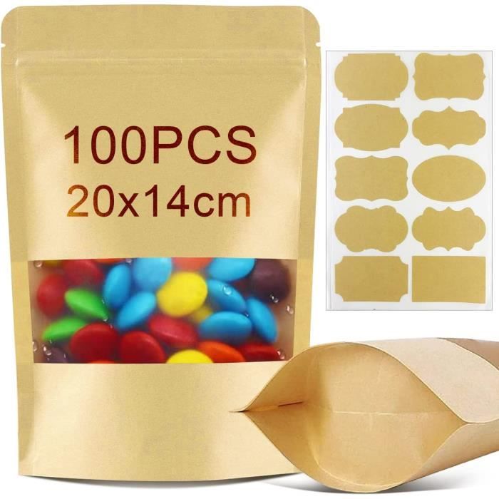 Sac Kraft Sacs en Papier Sachet Kraft Alimentaire Pochette Papier avec