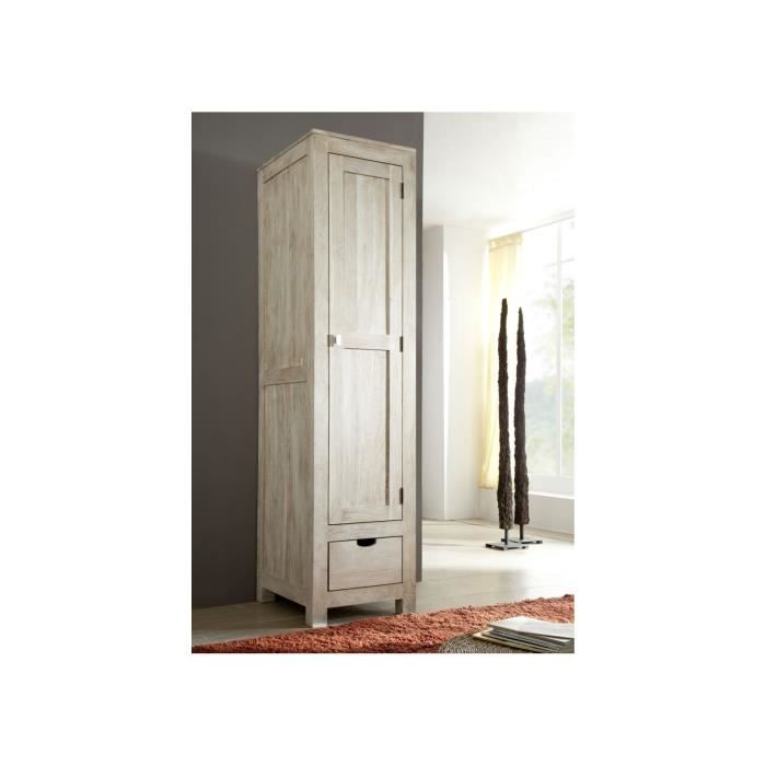 armoire/penderie - bois massif d'acacia blanchi - nature white 98