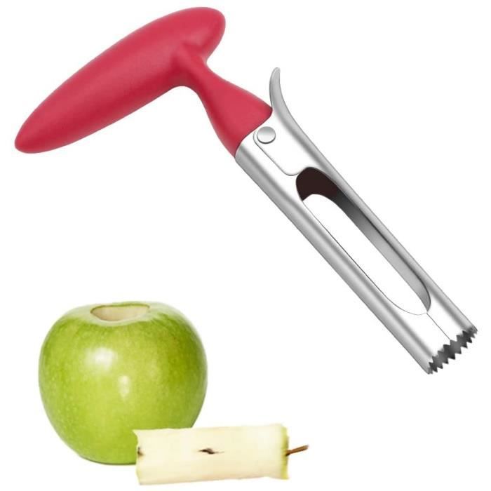 Vide-Pomme Asdirne 17.5cm - Lame Acier Inox 304, Poignée ABS Rouge - Pour Pommes, Poires, Fruits à Noyau