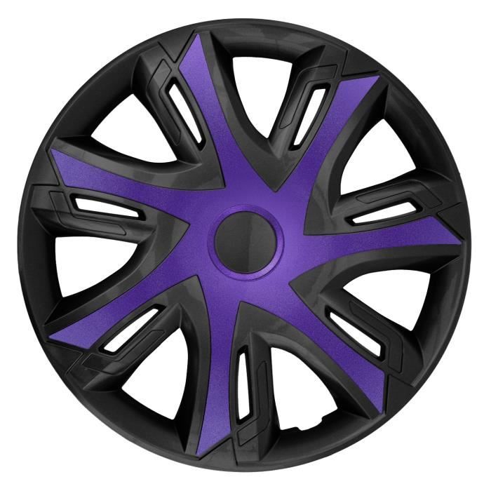Set de 4 enjoliveurs de roue NRM N-Power pour jantes en acier, bicolores violet / noir, 16\