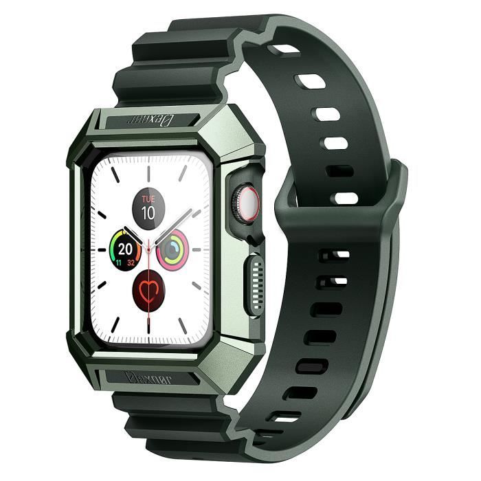 Bracelet Apple Watch 7 / 6 / SE / 5 / 4 / 3 / 2 / 1 (42 / 44 / 45 mm),  Motifs Fleuris en Silicone - Blanc et Bleu -