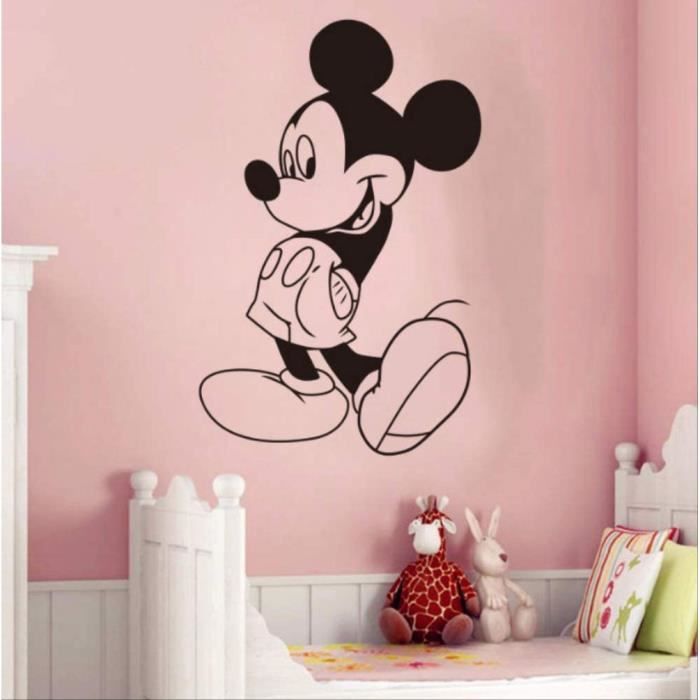 Sticker mural mickey mouse stickers muraux anime autocollants vinyle le  petit enfants chambre de bande dessinée mur s 88x58c [430] - Cdiscount  Maison
