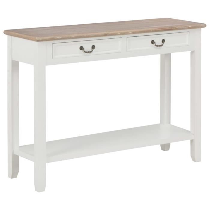 Table Console Table de Salle à Manger Table d’entrée Table Café Style Vintage - Blanc 110x35x80 cm Bois #R#3489