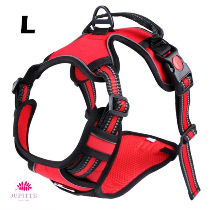 Comparer les prix de JupVierge Harnais Chien Anti Traction Rouge-L Arnet pour Chien Facile à Mettre Harnais Réfléchissant Réglable
