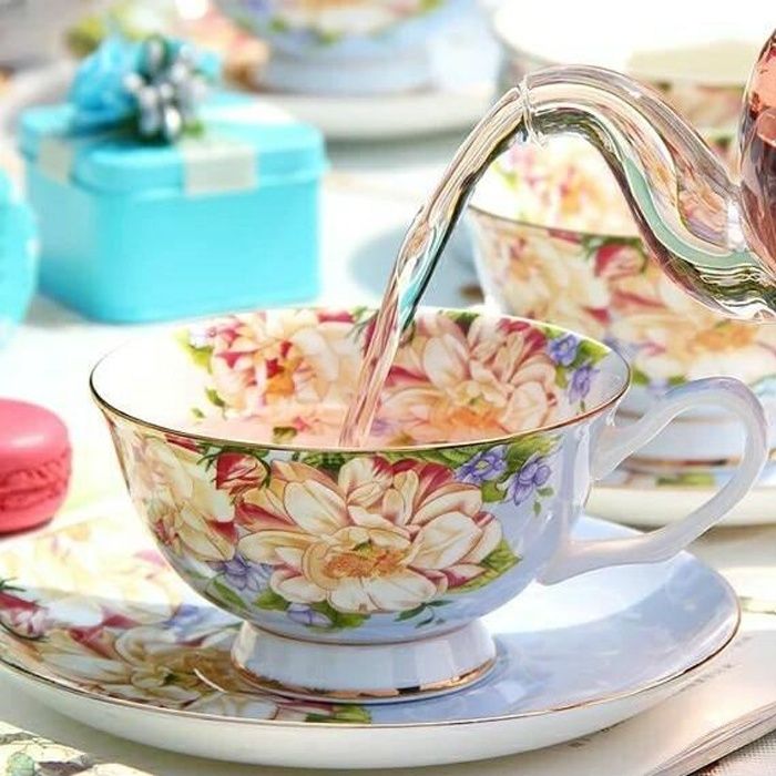 Tasse à Thé En Porcelaine Jingdezhen Avec Infuseur - 350 Ml - Ensemble Complet Avec Couvercle Et Soucoupe - Idéale Pour Maison Et Bureau - Parfaite Pour Thés En Vrac