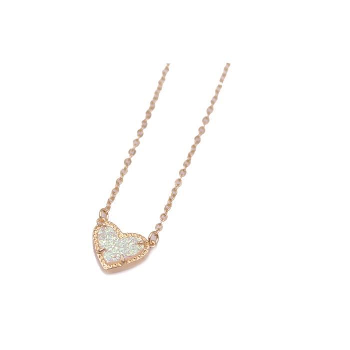 Pendentif Cœur 2 Pierres Opalite Et Pierre De Lune - Bijou Énergétique En Argent - Pour Chakras, Bien-être