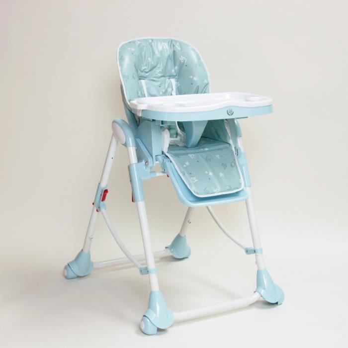 Chaise haute bébé évolutive BAMBINO WORLD - Hauteur réglable - Double plateau - Bleu