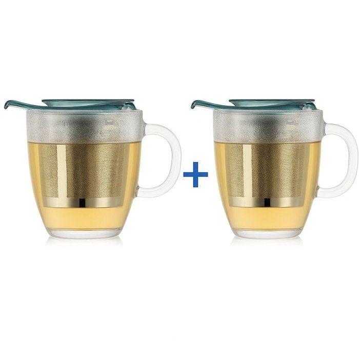 Set BODUM Yo Yo Mug en verre trempé avec infuseur à thé en inox Individuel 035 + Set BODUM Yo Yo Individue
