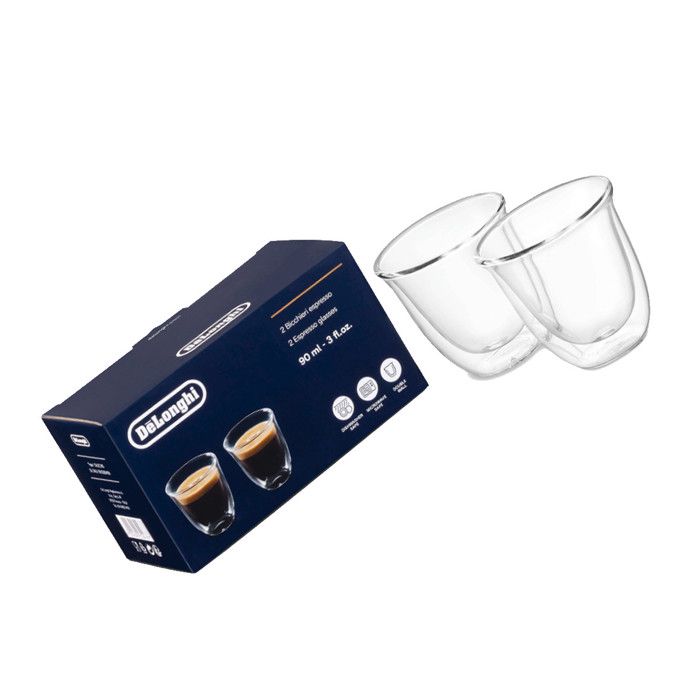 Tasses en verre (Lot de 2) Cafetière Machine à Café 5513284151 DELONGHI KENWOOD ARIETE SIMAC SUPERCALOR