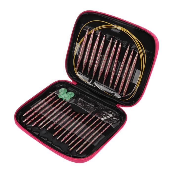 Kit D’aiguilles à Tricoter Circulaires Interchangeables GOEDCH – 13 Tailles (2,75 à 10 Mm), 4 Câbles Réglables – Avec Sac De Rangement