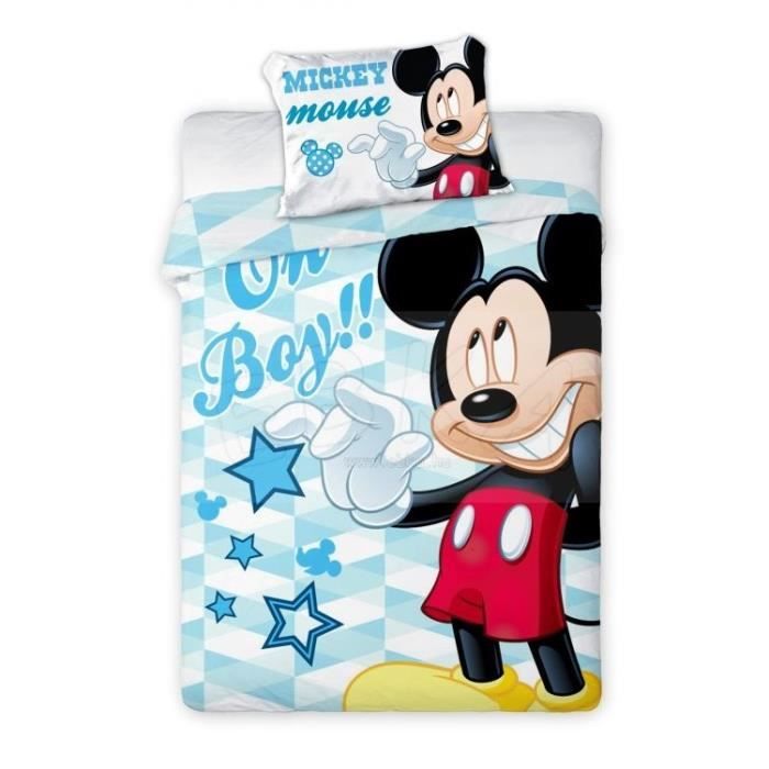 Parure De Lit Bébé Minnie Mouse - Couette 100x135 Cm + Taie 40x60 Cm - 100% Coton, Motif Arc-en-ciel Et Nuage - Linge Enfant Disney