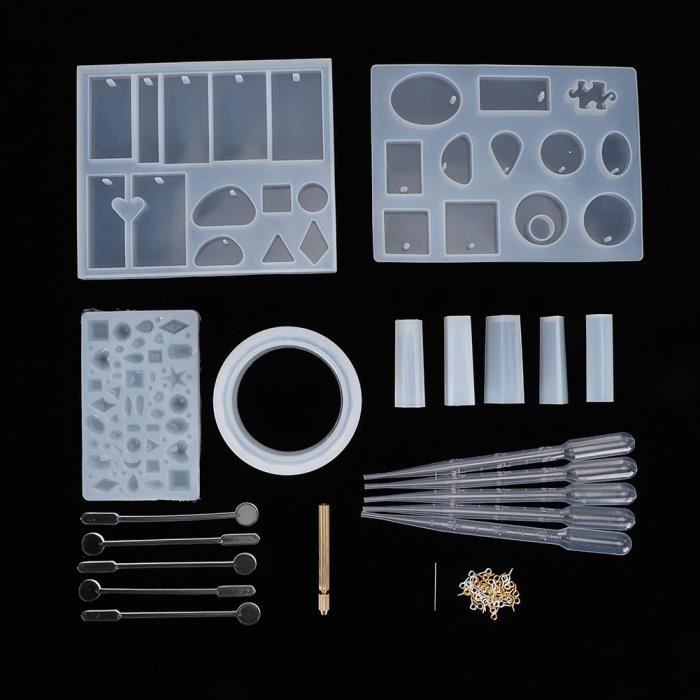 Moules En Silicone Pour Boucles D'oreilles En Résine époxy FineInno - Kit 33 Pièces - DIY Bijoux, Pendentifs, Créations - 3