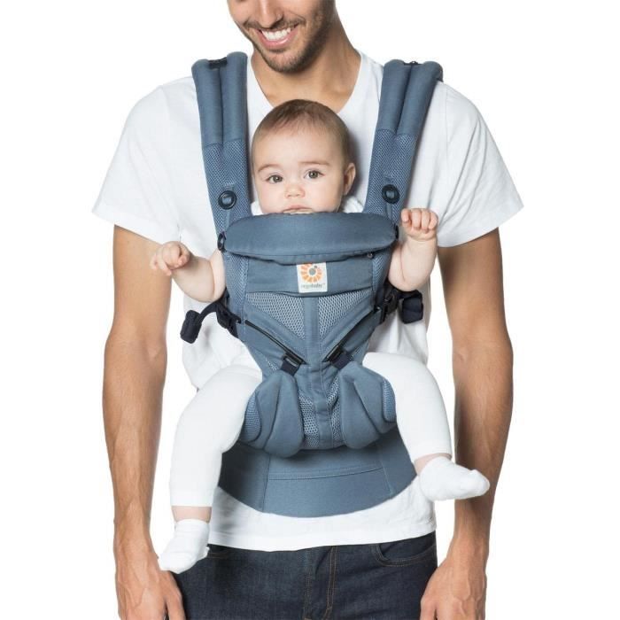 Ergobaby Porte-Bebe Ergonomique Et Physiologique Pour Nouveau Né, Omni 360 Cool Air Dorsale Et Ventral, Oxfored Blue