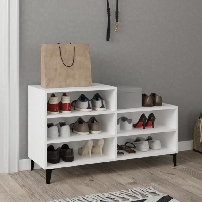 Meuble à Chaussures - FAMIROSA - Armoire Blanc 102x36x60 cm - 5