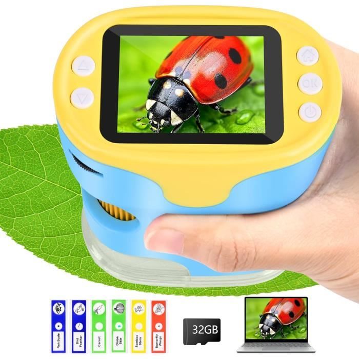 Microscope Portable Pour Enfants – écran 2,4″ HD, Mise Au Point Automatique, 1000x, Photo/vidéo, Parfait Pour Les Petits Explorateurs !