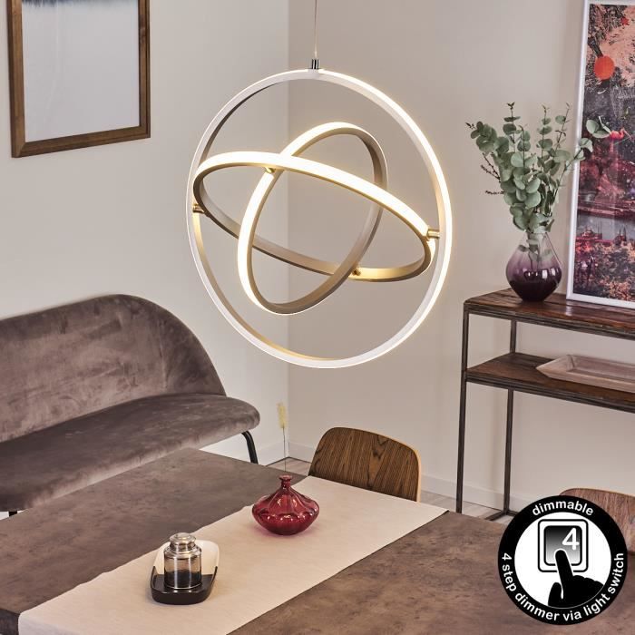 Suspension LED - HOFSTEIN - Tonga - Métal nickel-mat - 28 Watt - 3455 Lumen - 3000 Kelvin Suspension LED - HOFSTEIN - Tonga - Métal nickel-mat - 28 Watt - 3455 Lumen - 3000 Kelvin