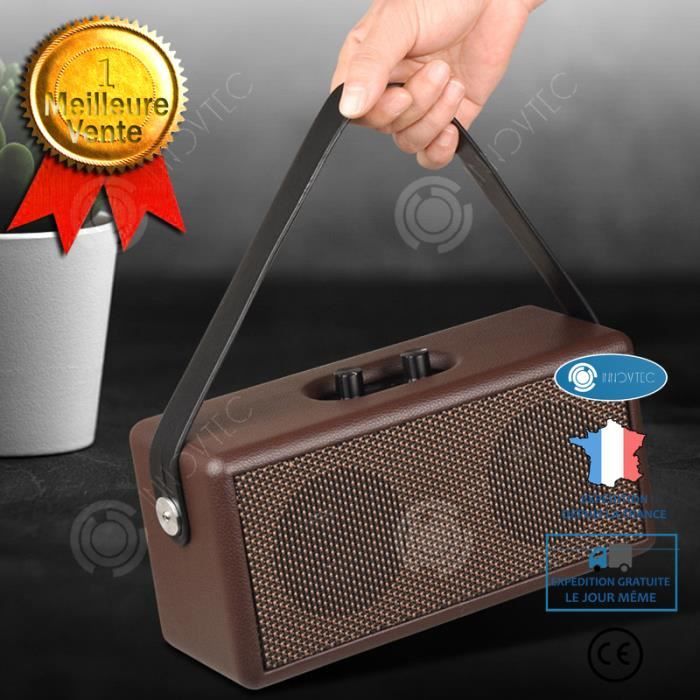 INN Retro wooden dual speakers bluetooth speaker collection home computer mobile phone outdoor portable leather subwoofer speaker