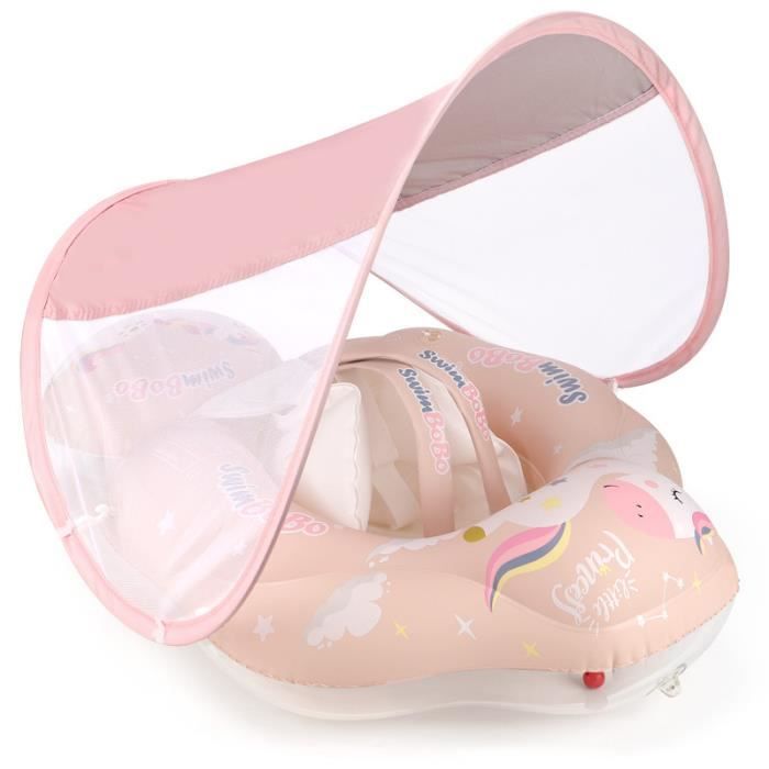 Bouée Bébé Flamant Rose Avec Toit Pare-soleil Amovible – NMM – Dès 6 Mois
