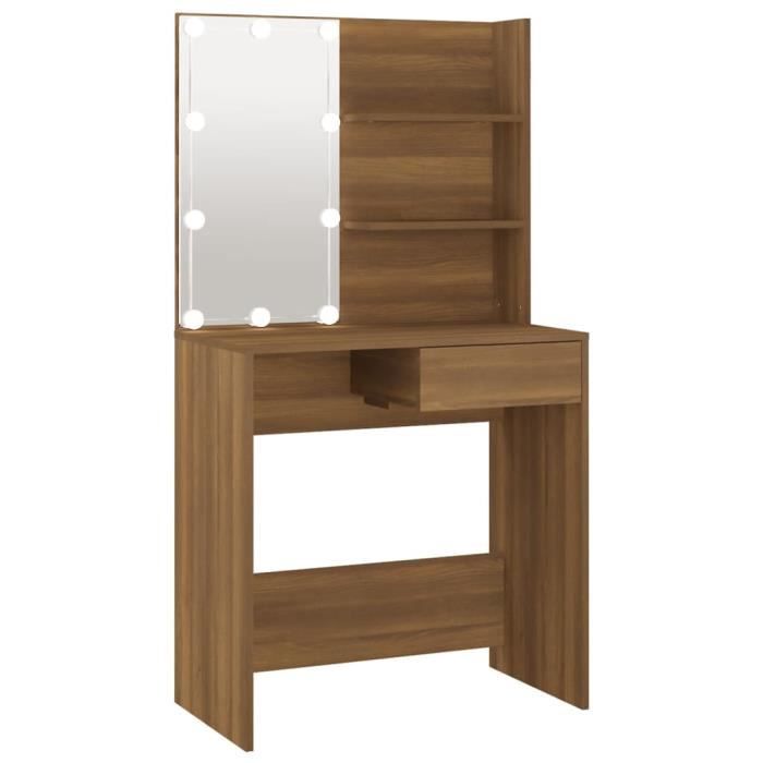 KEENSO Coiffeuse avec LED Chêne marron 745x40x141 cm 111607