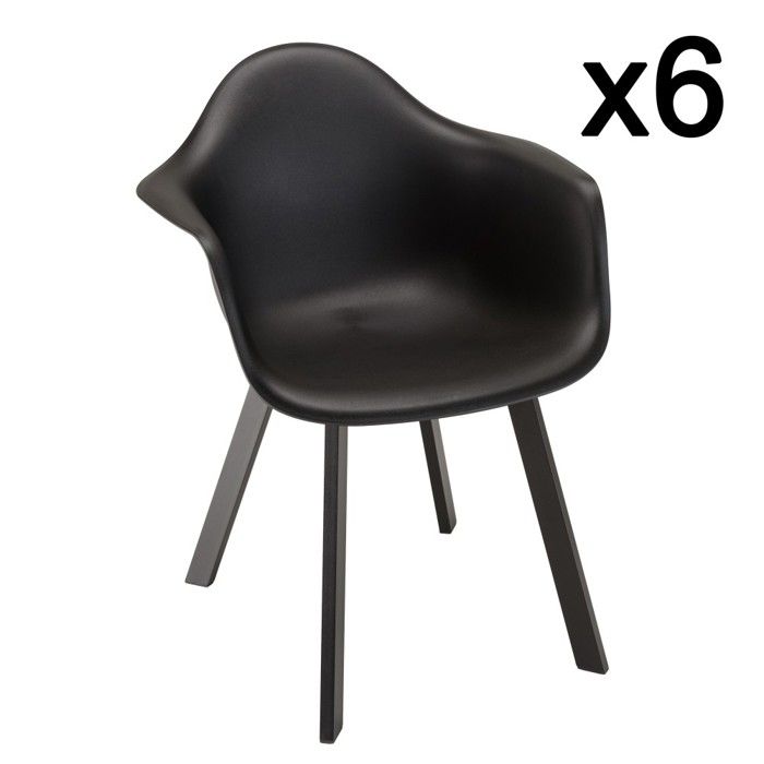 MACABANE MALO - Lot de 6 fauteuils noirs dossier arrondi MACABANE MALO - Lot de 6 fauteuils noirs dossier arrondi