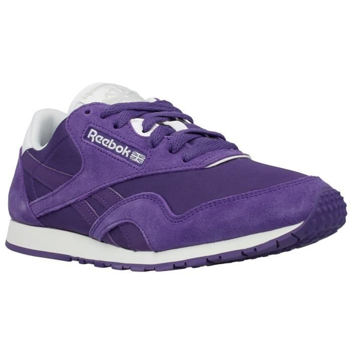 Reebok Baskets Reebok CL Nylon Slim Pigment - Femme - Violet - Lacets - Plat