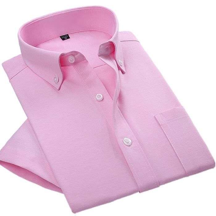 Chemise manche sales courte rose homme