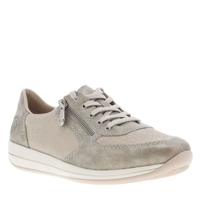 Baskets basses - Semi-compensée - Gris - Zip côté extérieur - Semelle intérieure antistress cuir Baskets basses - Semi-compensée - Gris - Zip côté extérieur - Semelle intérieure antistress cuir