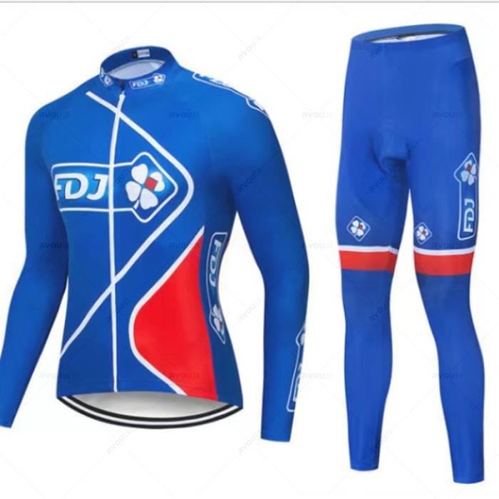 Maillot de cyclisme déquipe Fdj Pro pour hommes ensemble de bavoirs 19D uniforme de VTT vêtements de vélo