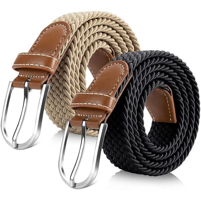 2pcs Unisexe Ceinture Élastique Tressé pour Homme et Femme, Ceinture  Ajustable Sans Trous en Tissu Tissé pour Sports et Voyages noire*beige -  Cdiscount Prêt-à-Porter