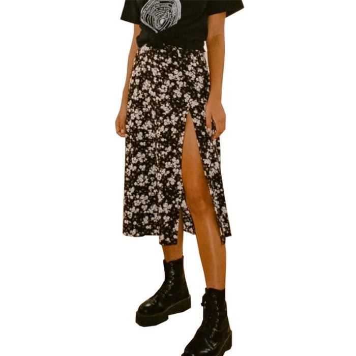 Jupe Midi Georgia Alice Slouch Drill Noire - Taille Haute Fendue Devant - Taille XS Neuf Sans étiquettes