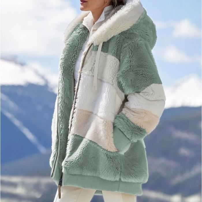 Manteau en fausse fourrure mi-long - Marque - Mod?�le - Vert - Femme Vert - Cdiscount Pr??t-?�-Porter