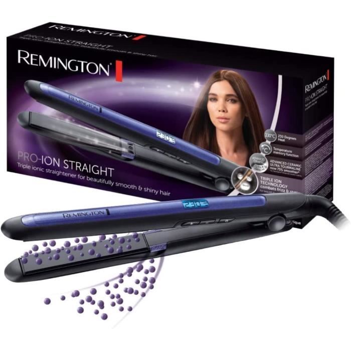 Remington Lisseur Cheveux [Ionique: anti-frizz & antistatique] Pro-Ion (Céramique Tourmaline, Douceur & Brillance, Glisse facile,