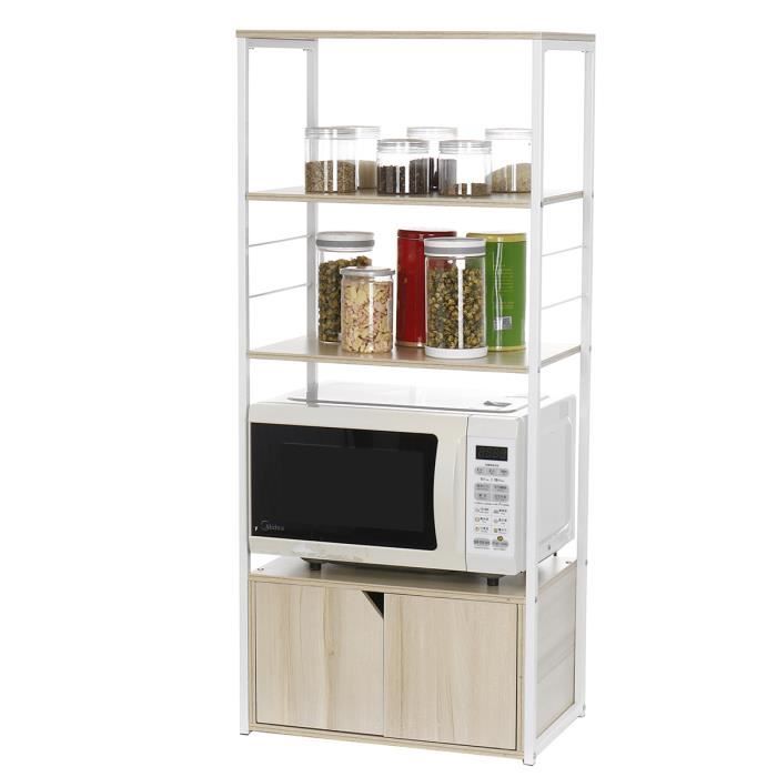 neufu 4 tiers etagere de four micro ondes rangement cuisine tube en acier mdf bois de cerisier achat vente desserte billot neufu etagere de four micro cdiscount