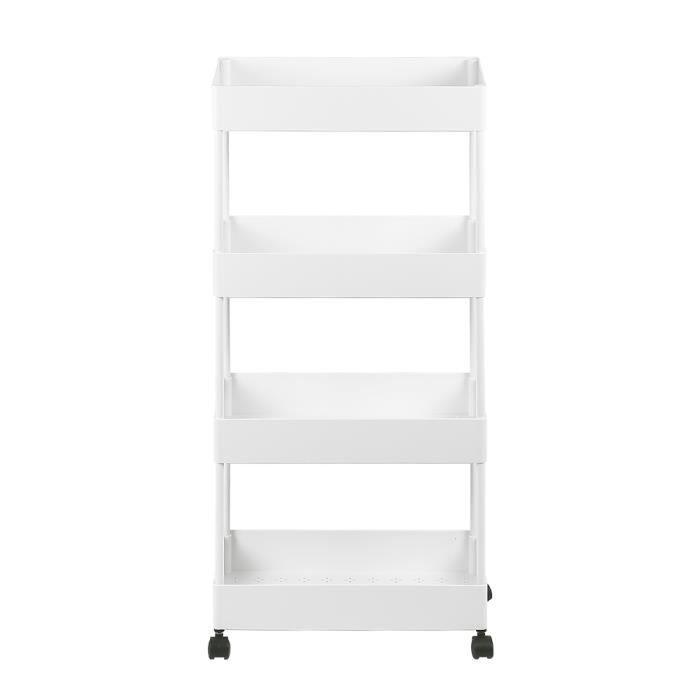 DESSERTE DE CUISINE - OHMG - Armoire de rangement à 4 plateaux - Blanc - Roulant - 40*22*90cm