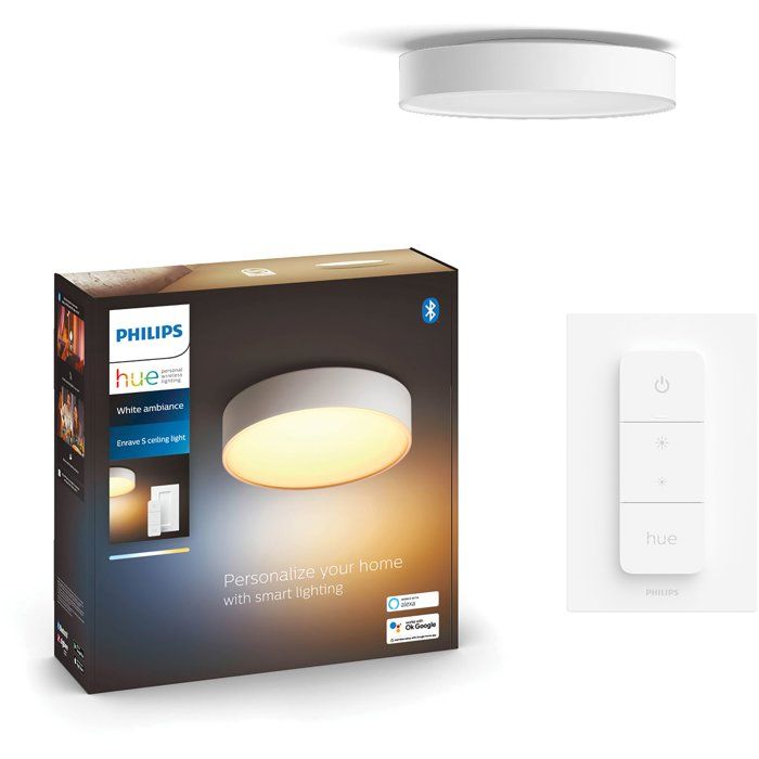 Plafonnier LED - PHILIPS HUE - Enrave - format moyen - blanc - variateur inclus